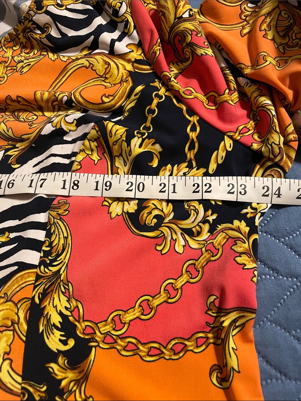 Susan Graver Orange & Black Chain-Print V-Neck Top - Picture 5 of 8
